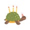 Cute cartoon tortoise Happy Birthday colorful vector Illustration