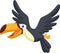 Cute cartoon toucan bird flying