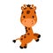 Cute cartoon trendy design little giraffe. African animal wildlife vector illustration.