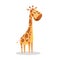 Cute cartoon trendy design little giraffe with closed eyes.