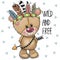 Cute Cartoon tribal Teddy Bear with feathers
