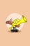 Cute cartoon trumpet with hand character design illustration