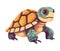 Cute cartoon turtle crawling slow