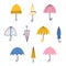 Cute cartoon umbrellas vector set