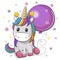 Cute Cartoon Unicorn with Balloon