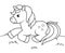 Cute cartoon unicorn. Black and white vector illustration for coloring book