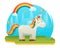 Cute Cartoon Unicorn Fantasy Animal Sweet Dream Magic Rainbow Design Concept Template Forest Glade Background Vector