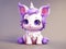 A cute cartoon unicorn figurine stands on a gift box on a pink background. Gifts for the girl on a holiday