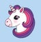 Cute cartoon unicorn head emoji