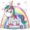 Cute Cartoon Unicorn with skateboard