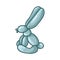 Cute cartoon unisex rabbit balloon animal vector illustration. Simple boho celebration party sticker clipart. Gender