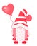 Cute cartoon valentine gnome with heart balloon