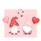 Cute cartoon valentine gnomes with hearts.