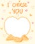 Cute cartoon valentines greeting card for cheese lovers, i choose you slogan with frame for photo, sign or invitation, editable
