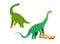 Cute cartoon vector dinosaur diplodocus and Brachiosaurus. Vector isolated dinosaur with a long neck and tail