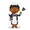 Cute cartoon vector illustration of a black or african american maid or cleaning girl