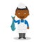 Cute cartoon vector illustration of a black or african american male fishmonger