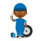 Cute cartoon vector illustration of a black or african american male mechanic