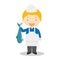 Cute cartoon vector illustration of a fishmonger