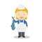 Cute cartoon vector illustration of a fishmonger. Women Professions Series