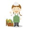 Cute cartoon vector illustration of a fruit seller. Women Professions Series