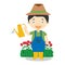 Cute cartoon vector illustration of a gardener