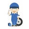 Cute cartoon vector illustration of a mechanic. Women Professions Series