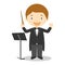 Cute cartoon vector illustration of a orchestra director