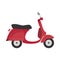 Cute cartoon vector illustration of a red motorcycle