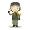 Cute cartoon vector illustration of a soldier. Women Professions Series
