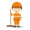Cute cartoon vector illustration of a street sweeper