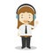 Cute cartoon vector illustration of a telemarketing phone operator. Women Professions Series