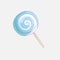 Cute cartoon vector Lollipop icon illustration. Sweet candy icon, sweets lolly cartoon illustration, white and blue
