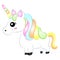 Cute Cartoon Vector Rainbow Unicorn Standing Isolated