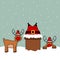 Cute cartoon vector Santa Claus stuck in chimney, funny christmas illustration