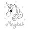 Cute Cartoon Vector Unicorn Coloring Page