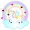 Cute Cartoon Vector Unicorn with Rainbow.