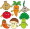 Cute cartoon vegetable collection