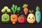 Cute cartoon vegetable collection set. Flat style illustrations of cabbage, cucumber, carrot, broccoli, tomato, pepper for