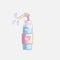 Cute cartoon water bottles illustration. Fitness watered bottle with blue water and heart. Water bottle with straw and