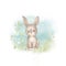 Cute cartoon Watercolor cute easter bunny. hand drawn rabbit illustration  Cartoon animal character design.  kids background. Hand