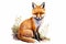 Cute cartoon watercolor fox illustration. Generative AI