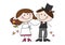 Cute cartoon wedding couple