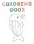 Cute cartoon whale character, contour vector illustration for coloring book in simple style.