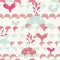 Cute cartoon whale and waves seamless pattern.