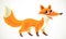Cute cartoon wild orange fox with fluffy tail isolated on a white background