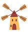 Cute cartoon Windmill. Traditional Dutch windmill. Use for print, wallpaper, kids clothes, fashion.