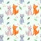 Cute cartoon wolf seamless pattern