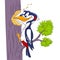 Cute cartoon woodpecker