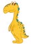 Cute cartoon yellow dinosaur, isolated